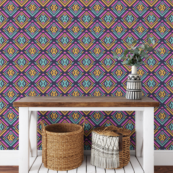 Tribal Purple Pattern Peel & Stick Wallpaper