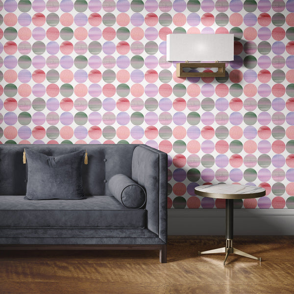 Circles Pattern Removable Wallpaper, Cool Colorful Wall Cling, Artistic , Modern Home Decor, Pretty Wall Mural Decal
