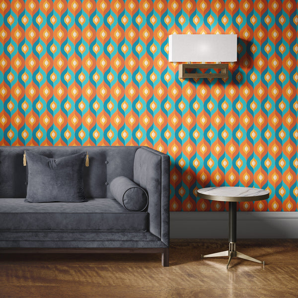 Fire Pattern Removable Wallpaper, Funky Geometric Wall Cling, Artistic , Modern Home Decor, Pretty Wall Mural Decal