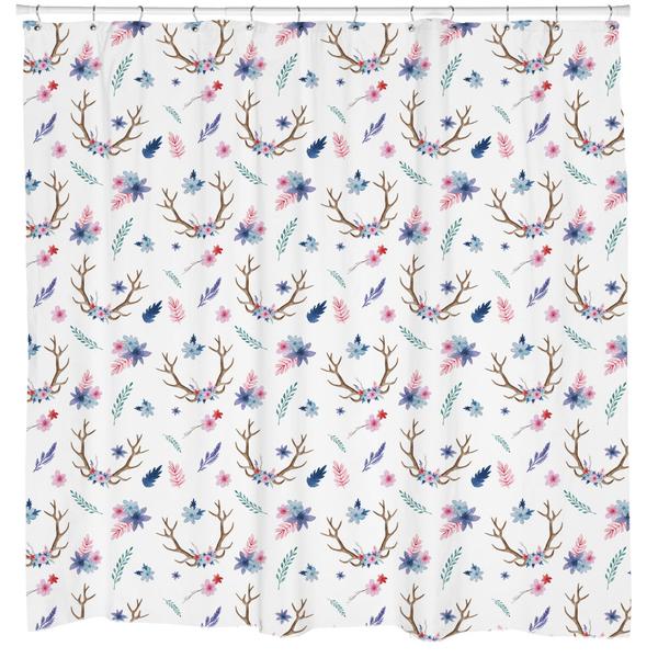 Floral Antlers Shower Curtain