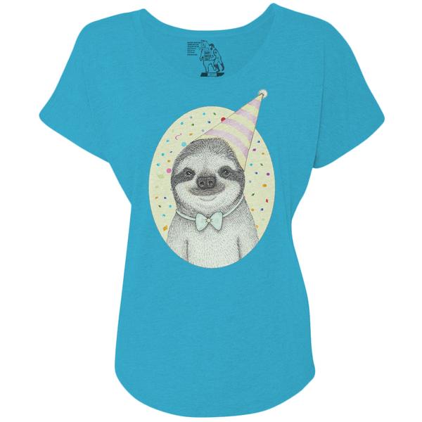 Party Sloth Women's Graphic Tee Dolman Top