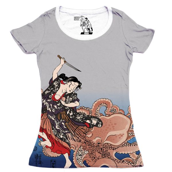 Battling the Octopus Women's Graphic Tee Crewneck Top