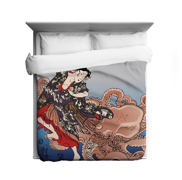 Battling the Octopus Duvet Cover