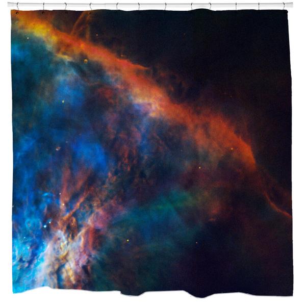 Gas Plume Near the Edge of the Orion Nebula Shower Curtain