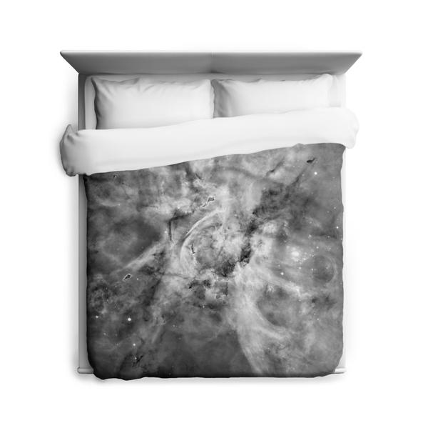 Black and White Carina Nebula Duvet Cover