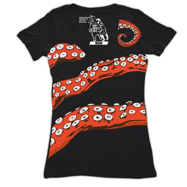 Octohug Women's Graphic Tee Deep V-Neck