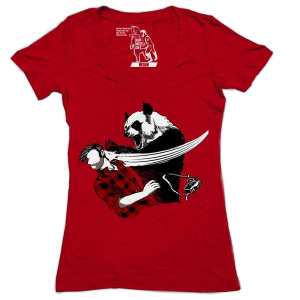 Panda Bitchslap Women's Graphic Tee Deep V-Neck