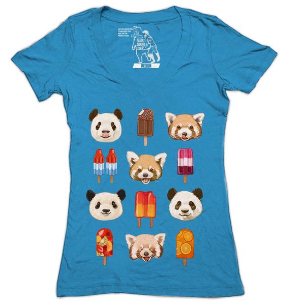 Pandas & Pops Women's Graphic Tee Deep V-Neck