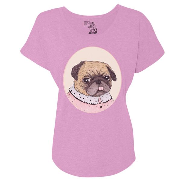Pug Portrait Women's Graphic Tee Dolman Top