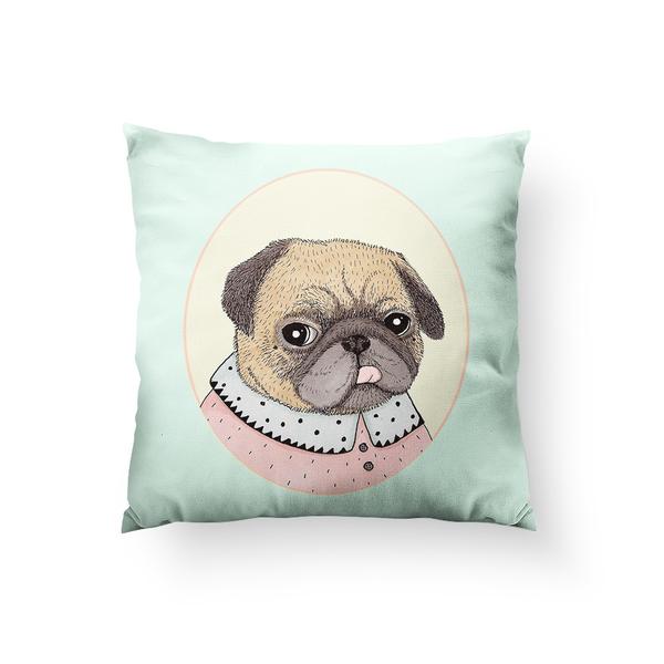 Pug Portrait Throw Pillow