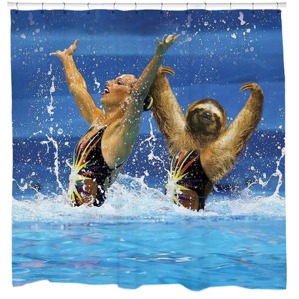 Synchronized Sloth Shower Curtain