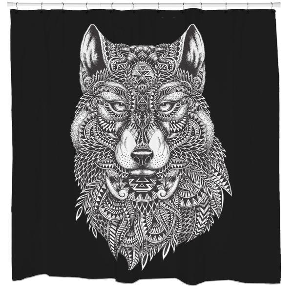 Tribal Wolf Shower Curtain