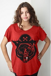 Women's Black Bear(d) Dolman Top