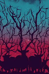 Deer Forest Stretched Canvas 