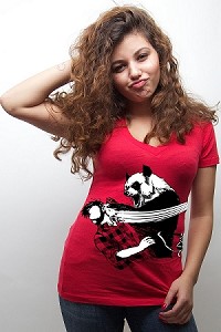 Women’s Panda Bitchslap Deep V (Red)